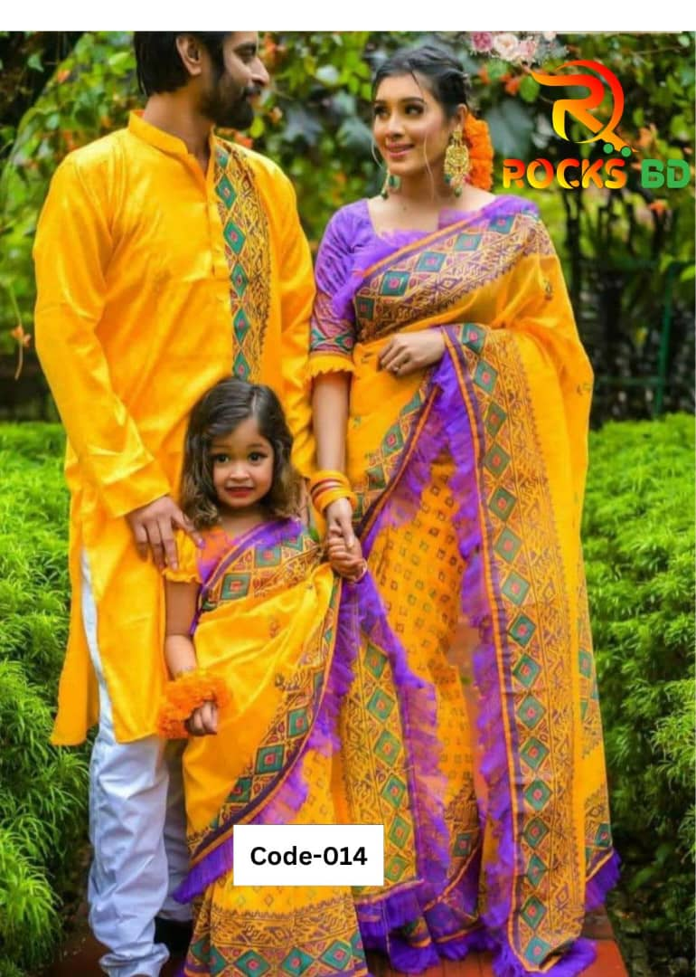 Dhupian Cotton Couple Set Saree